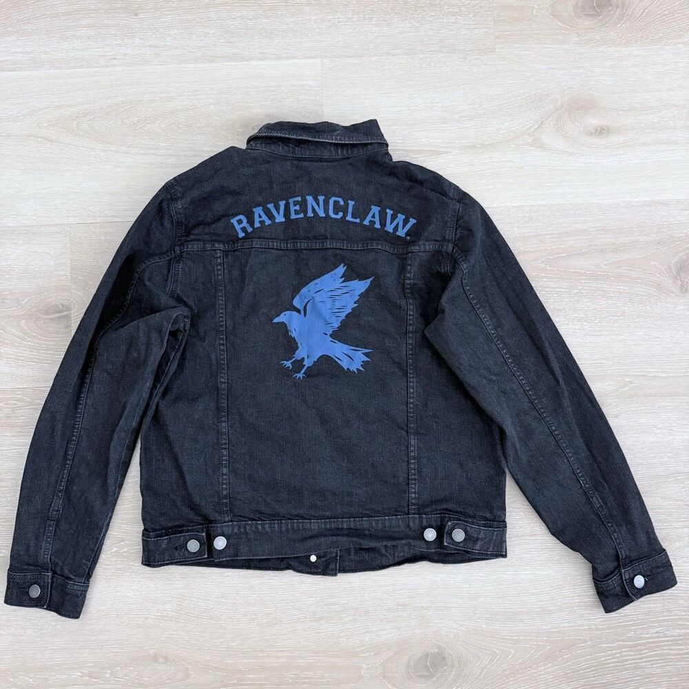 Harry Potter Ravenclaw Denim Jacket Black Blue Jean Trucker Hogwarts LG Juniors